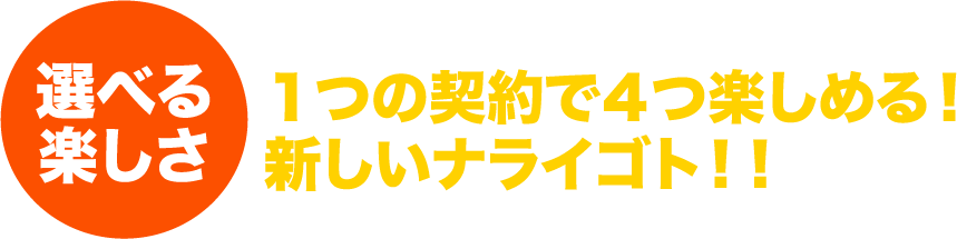 選べる楽しさ １つの契約で４つ楽しめる！新しいナライゴト！！